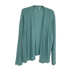 J. Jill Women’s Size 3X Linen Blend Open Front Cardigan Sweater Knit green